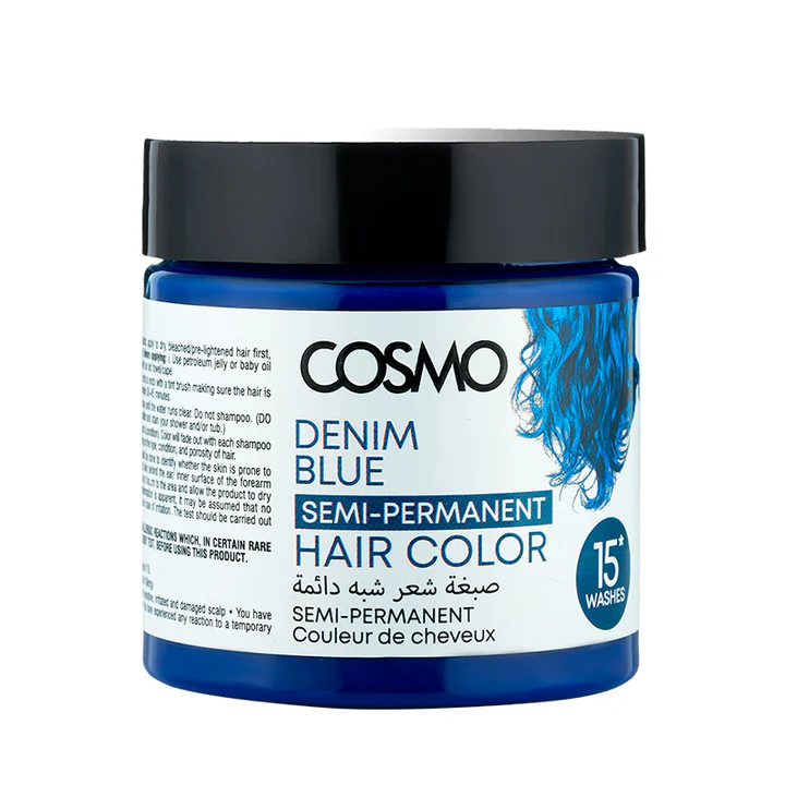 Cosmo--Denim-Blue-Semi-permanent-hair-color-bottle رنگ موی نیمه موقت 120 میل Denim Blue - Image 1